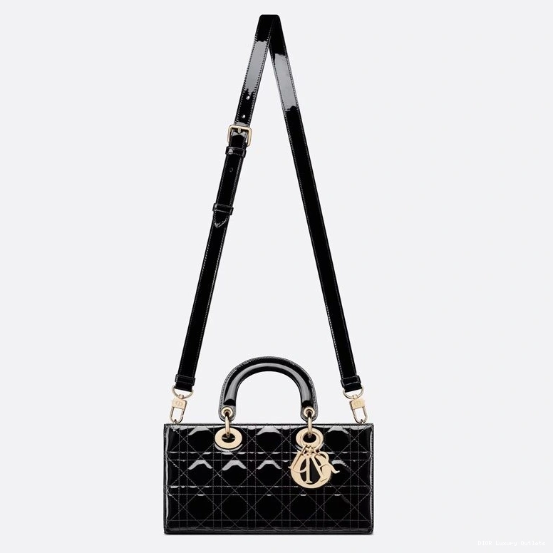 Cheap Lady D-Joy Medium Cannage Patent Calfskin Bag Black 0817 Luxury
